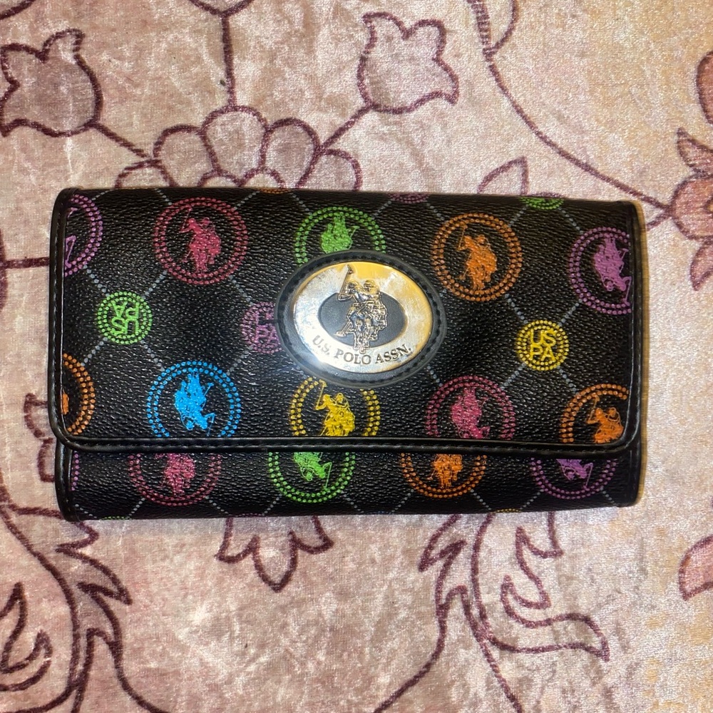 U.S. Polo Assn. Black Wallet with Colorful Logo